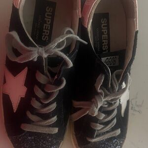 Golden Goose Black and Pink Star Sneakers